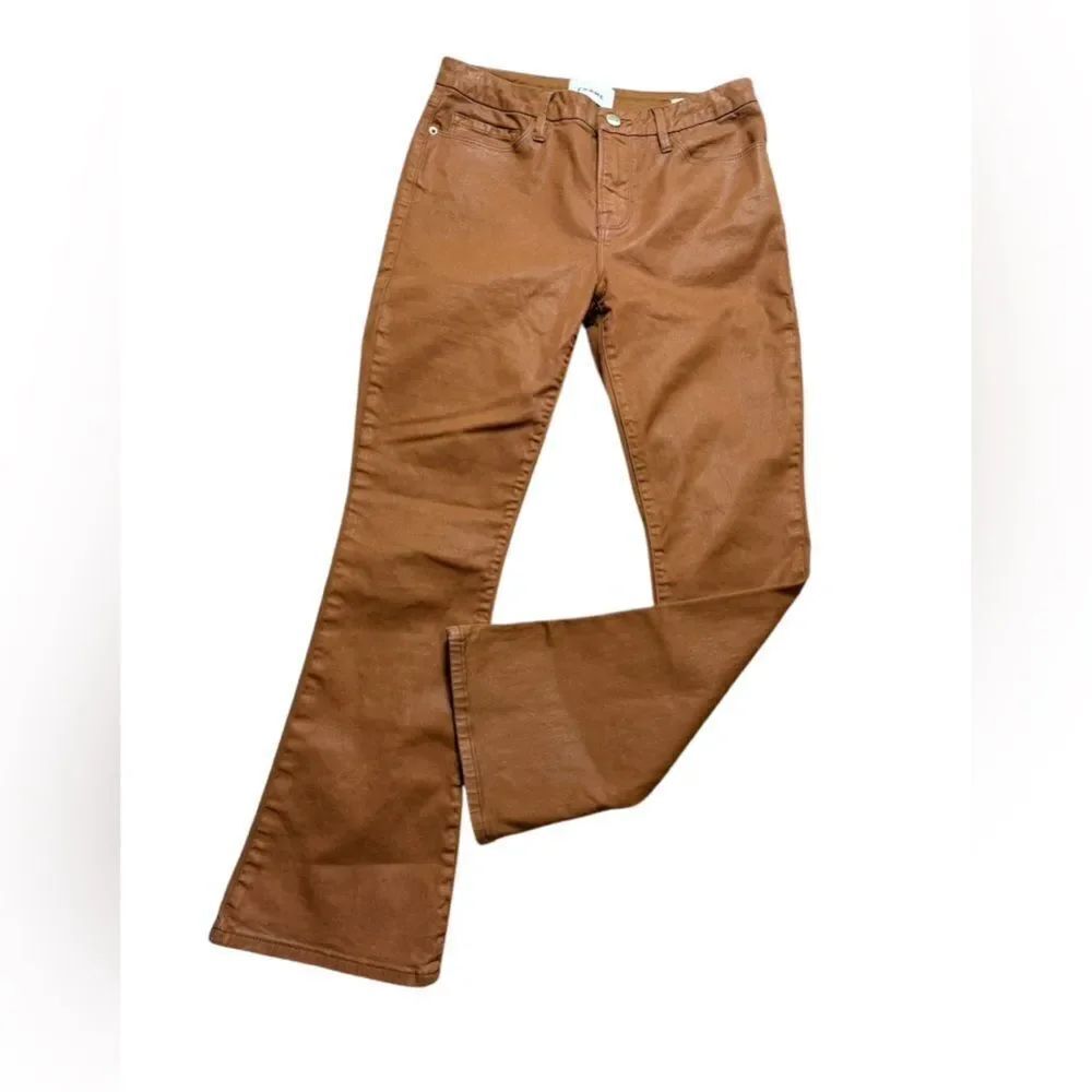 Frame Carmel Coated Boot Cut Jeans